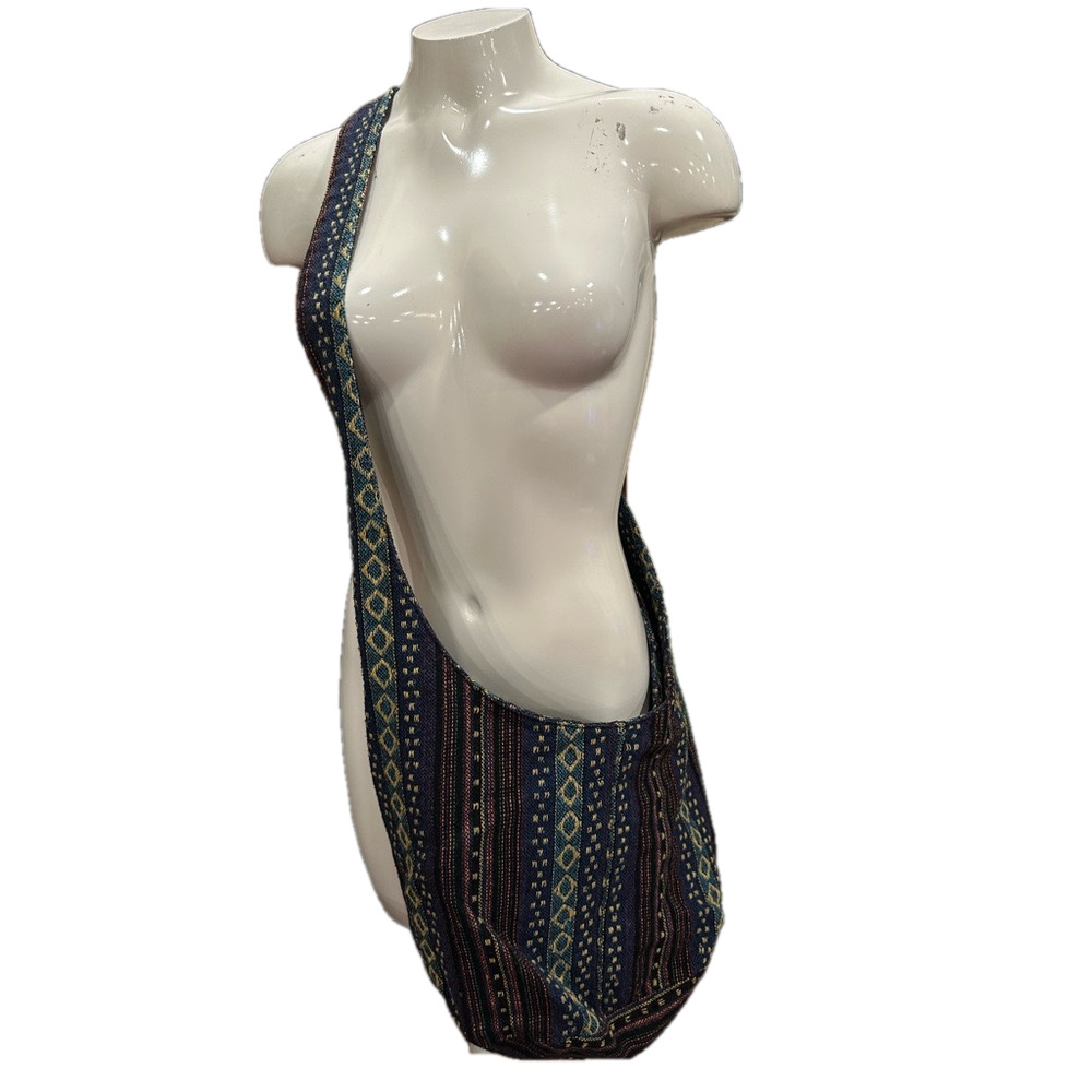 Vintage Boho Tribal Woven Crossbody Bag Blue Geometric Ethnic Hippie Festival - Picture 2 of 10